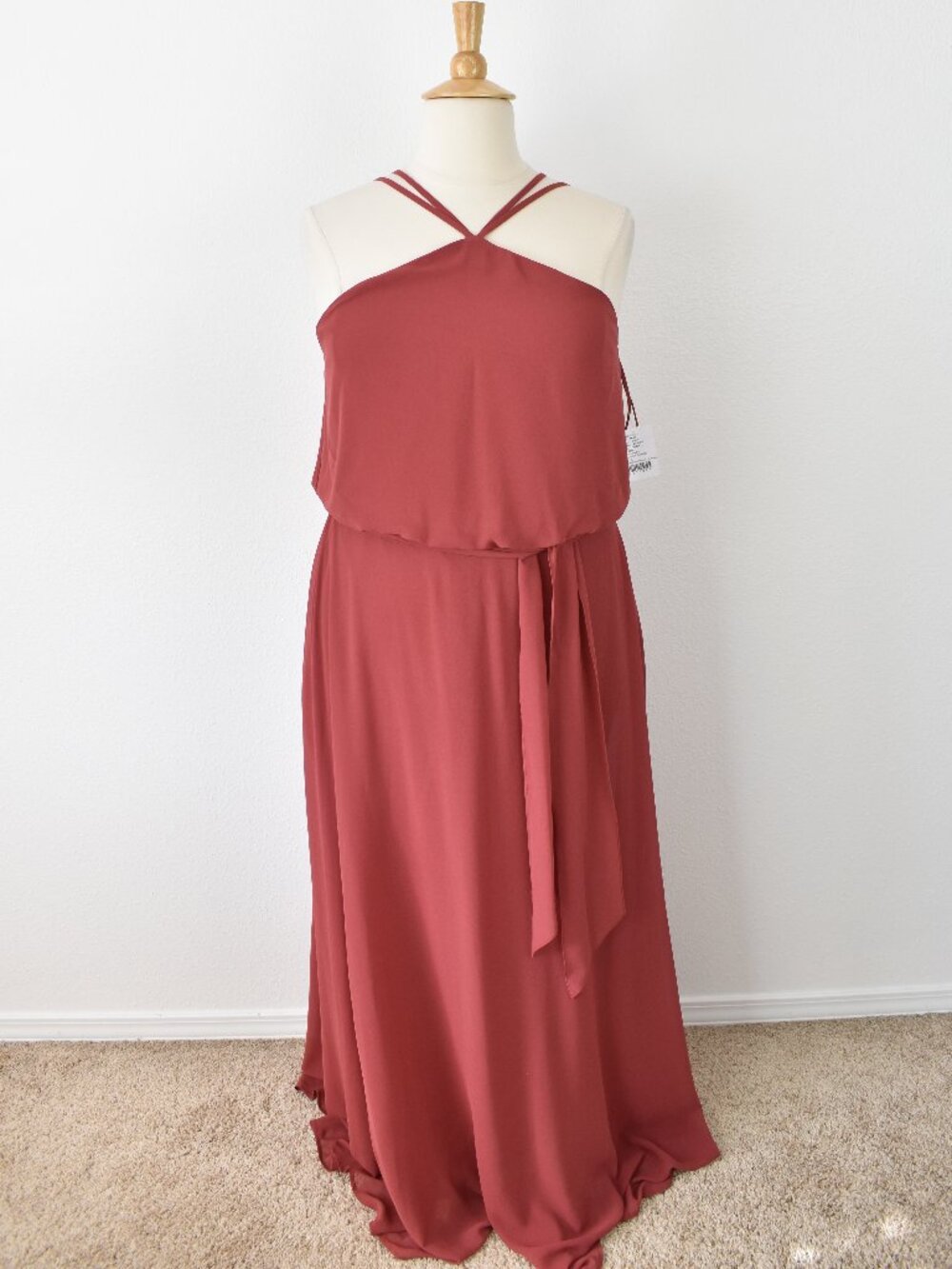 Nouvelle CAYENNE N375 Chiffon Belted Y-Neck Dress NEW - XXL